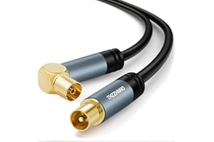 Thzzhnno TV Antenna ad Angolo Retto RG6 Coassiale Cavo 2M, Placcato Oro 90 Gradi Angolo Femmina a Maschio Connettore, Cavo Coassiale per HDTV, CATV, DVB - T2/C/S, Modem Cavo, Radio, Ricevitore