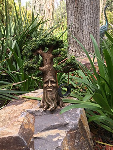 Fee und Gartengnome Baum- Magische Großvater Miniatur-Baum mit abnehmbarem im Dunkel floureszierendem Willkommensschild für Feen und Rasen Gnomes - 7