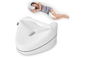LITSPOT Oreiller de Jambe Oreiller de Genou Orthopédique Genou Ergonomique avec Mousse à Mémoire de Forme pour Dormir pour Soulager la Pression - Hanches, Jambes, Genoux, Blanc