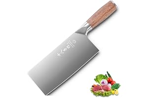 SHI BA ZI ZUO 7-calowy tasak do mięsa i warzyw ze stali nierdzewnej z ergonomiczną i solidną drewnianą rączką