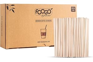 FOOGO Green 1000 pezzi Leccaspoon in Legno, 14 cm / 5,5", Leccaspoon per Cocktail, Bastoncini in Legno per Artigianato, Bevande Calde, Eco-Friendly e Robusti