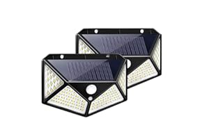 ANMECS 2 Pezzi Luce solare led esterno 100LED 270°Angolo Illuminazione 3 Modalità Faretti Solari a LED da Esterno con Sensore di Movimento IP65 Impermeabile (2 Pezzi)
