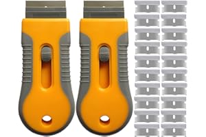 GRIZEF Ceranfeldschaber - 2 STÜCKE Ceranfeld Kratzer Kochfeldschaber Glasschaber Schaber mit 20 Klingen Kunststoffschaber Etikettenlöser Fliesenschaber | Ceranfeldreiniger für Herd & Backofen