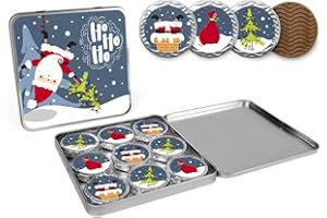 GENERICO DreiMeister | Lattina Metallo Dobloni Cioccolato Latte | Cioccolatini Confezione Natale | 9 Cioccolatini al Latte - 72 Gr