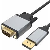 Coverzone DisplayPort to VGA D&ouml;n&uuml;şt&uuml;r&uuml;c&uuml; Kablo, 1080p 60Hz Full HD G&ouml;r&uuml;nt&uuml; Aktarımı, Tek Y&ouml;nl&uuml; DP &rarr; VGA Adapt&ouml;r, Monit&ouml;r ve P