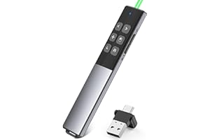‎COOGAMEFLY Coogamefly USB C Maus Presenter, 2 in 1 USB und Type-C Empfänger Presenter mit Hyperlink/Lautstärkeregler/Vollbild-/Schwarzbild, 2.4G Wireless Powerpoint Fernbedienung für Windows/Linux/Android