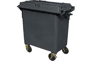 BritishBins Grey 770 ltr Wheelie Bin - Mid Size 4-Wheel Wheelie Bin - Tough & Durable - For All Your Outdoor Rubbish & Recycling - EN840 Certified & Tested