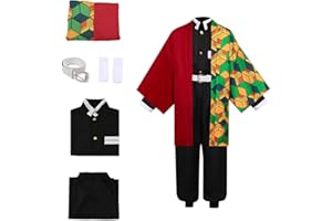 Koongso Costume da cosplay per bambini Tanjirou anime, kimono Tanjirou, uniforme per Halloween, giochi di ruolo, set completo