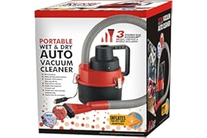 BARGAINS-GALORE NEW 12V WET DRY VACUUM CLEANER CAR VAN CARAVAN BOAT FLOOR AIR PUMP VOLT INFLATOR FOR TOYS | INFLATES POOL FLOATS AND AIR MATTRESSES | FLEXIBLE 3-FOOT VACUUM HOSE FOR GREATER REACH