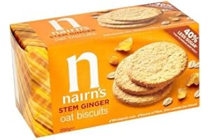 NAIRN'S OATCAKES Stem Ginger Wheat Free Biscuits 200g (PACK OF 12)