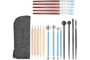TIMESETL Ton Werkzeug Set 19-teiliges Modellierwerkzeug Ton, Polymer Clay Zubehör, Skulptur Werkzeug für Reliefschnitzerei, Skulpturen-Set, Polymer-Ton-Formwerkzeug für kaltes Porzellan