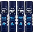 NIVEA Fresh Active Fragrance Spray Deodorant For Men, 4 Count