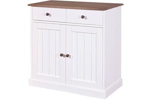 ‎INTER LINK Inter Link – Kommode – Buffet – Sideboard – Kiefer massivholz – 2 Türen – 2 Schubladen – Landhausstil – Für Esszimmer – Wohnzimmer – Eingang – Westerland 3.2 - Weiß / Sepia Braun