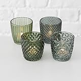 Set di portacandele Boltze Marilu 4 pezzi (verde, bicchieri decorativi per candele / tea light, portacandele Ø 8 cm, vari des
