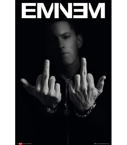 Poster Eminem Close Up Criminel – Affiche 61 X 91,5 Cm, Style Detroit Police Dept, Idéal Fan Rap