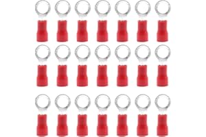 CEEYSEE 100Pcs Ring Wire Connectors M5 of Red Insulated Electrical Crimp Connectors Copper Ring Terminals （PRH5)