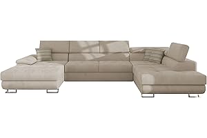 ‎MIRJAN24 Mirjan24 Ecksofa Cotere Bis, Eckcouch, Sofa mit Schlaffunktion und Bettkasten, U-Form Couch Farbauswahl Wohnlandschaft vom Hersteller (Uttario Ve. 2979 + Senegal 825, Seite: Rechts)