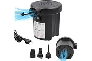 3T6B Pompe à Air électrique, 220-240v Gonfleur, Gonflage et Dégonflage Rapides, Convient pour Matelas Pneumatique, Anneau de Natation, Lit Flottant, Piscine, 3 Tailles de Buses
