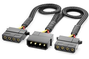 DeleyCON 30cm 4-Pin Molex Y-Förlängningskabel - MXI-Strömförsörjning för PC-Komponenter - Hane Till 2x Hona