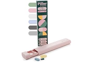 SEQUENCE Pillar 7 Day Pill Organiser | BPA-Free Wheat Straw Medicine Organiser | Weekly Tablet Container | Aesthetic Medication Organizer Pill Box | Cute Travel Vitamin Case (Soft Pink)