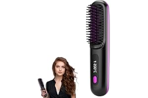 STDEI Cordless Ceramic Heated Hair Straightening Comb, 2026 New Go Brush Pro Straightening Brush with Temperature Display, Portable Heated Hair Brush for Travel & Daily (Black)