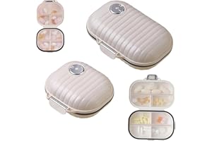 AXBEEAX 2PCS Portable Pill Box, 7 Compartments Mini Tablet Organiser, Small Travel Pill Box, Daily Pill Box Portable Vitamin Moistureproof Medicine Organizer for Purse Office Travel Outdoor (Small+Large)