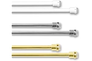 EMMEBI Coppia ASTINE a Pressione REGOLABILI CON MOLLA Estensibili per Porte Finestre Bacchette E CHIODI Bastone Astina Tenda Vetro Finestra Aste Tendine Tende da Interno SENZA FORARE (Cm 27/36, Bianco)