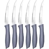 Sebze ve Meyve Bı&ccedil;ağı, &Ccedil;elik, Gri, Lazer Kesim Tırtıklı U&ccedil;, 22 cm, 6 Adet