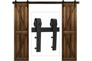 CCJH Kit de herrajes para puerta corredera de madera de granero de 365 cm, ganchos de rodillo para puertas dobles