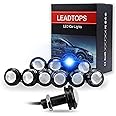 LEADTOPS 10Pcs 18mm 12V Eagle Eye LED Car Fog DRL Daytime Running Light Backup Turn Signal Reverse Tail Marker Rock Lights Round Mini Small bulb for Car,Truck,Trailer (Blue, Black Case)