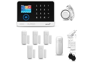 HUXGO® HXA003 Alarme Maison sans Fil WiFi + GSM avec Sirène | Kit Alarme avec détecteur de Mouvement, 5X capteurs de Portes et fenêtres,télécommande | TUYA Intelligent