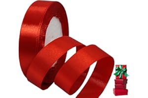 YAYAFUNFUN Nastro di Raso 20mm Rosso, 22 Metri Nastro Doppio Raso per Artigianato, Natale, Decorazioni, Confezioni Regalo, Feste di Compleanno, Matrimoni, Bomboniere ﻿