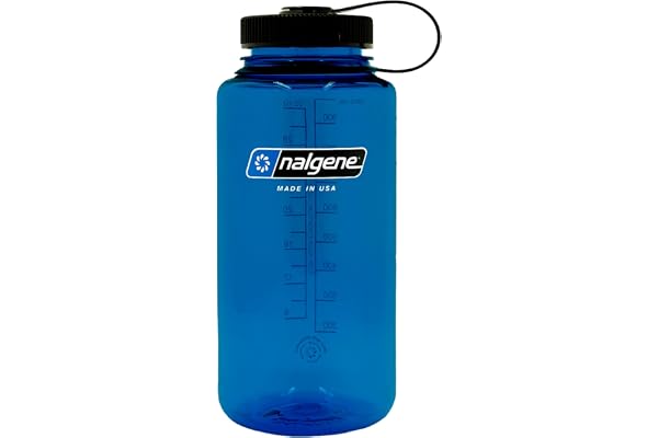 Nalgene Sustain Tritan BPA-fri vattenflaska tillverkad med material härledd av 50% plastavfall, 32 uns, bred mun, skifferblå