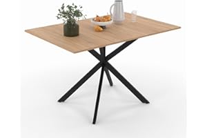 IDMarket - Esstisch, ausziehbar, quadratisch, Alix, 4-6 Personen, Spinnenfuß, Holz und Schwarz, 80 – 120 cm