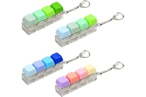 BD-HEREGO 4 Pcs Keyboard Fidget Toys, 4-Button Finger Keyboard Keychain, Stress Relief Fidget Keyboard Clicker, Funny Fidget Keyring (Four keys, Pcs, 4)