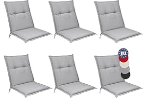 ‎BEAUTISSU Beautissu 6er Set Niedriglehner Auflagen 100x50 cm Base NL – Bequemes Sitzkissen 6cm Dickes Sitzpolster Sitzauflage für Garten Balkon Camping Stuhl – Gartenstuhlauflage Niederlehner Hell Grau