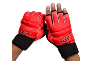 Ducomi Guanti Boxe MMA per Allenamento - Guantoni Taekwondo Box Pugilato Mezze Dita con Imbottitura Polso per Karate, Sparring, Kick Boxing - Guantini Protezione per Uomo Donna