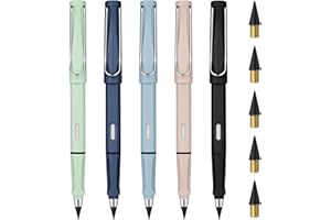 vgggrd Ewiger Bleistift [5 Stück], Tintenlose Bleistifte Ewig mit 5 Pcs Wechselkopfm, Bleistifte Set, Unendlicher Bleistift, Endloser Bleistift, Kein Tintenstift