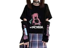 YINGKE Mujer Japonesa Kawaii Sudadera Anime Manga Gótica Y2K Harajuku Camiseta de Manga Larga para Niña