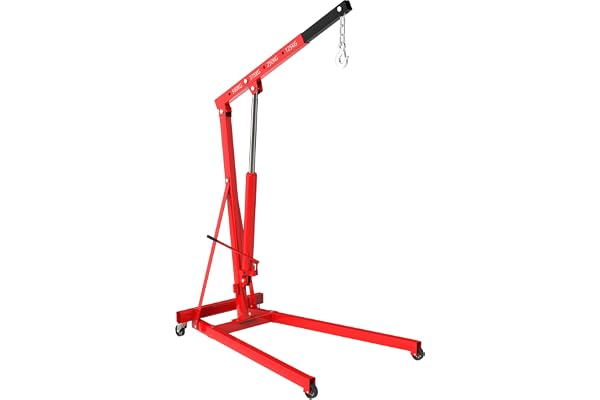 Wiltec Grue d’Atelier – Capacité Max. 500 kg – Hauteur Max. 2230 mm – Bras Levage 830-1280 mm – Chèvre d’Atelier en Acier – Lève-Moteur Hydraulique Pompe Double Dispositif de Levage
