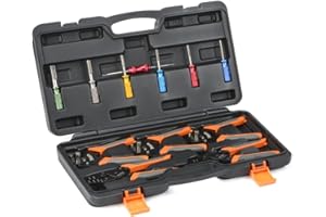 IWISS iCrimp Deutsch,Juego de herramientas de crimpado de terminales de barril cerrado y crimpadora de barril abierto, terminales de paquete meteorológico Delphi, 12 unidades