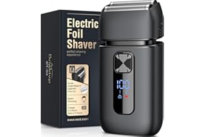 ‎BRIGHTUP Brightup Rasierer Herren Elektrisch, Elektrorasierer mit Ausklappbarer Langhaarschneider, 150 Min. Akku & USB-C Schnellladung, Kabelloser Wasserdichter Folienrasierer für Nass-/Trockenrasur, Schwarz