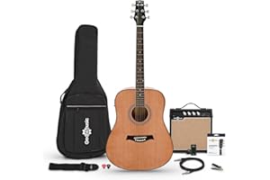 GEAR4MUSIC Dreadnought-Elektroakustikgitarre im Paket mit 15-Watt-Verstärker