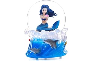 Singeek Mermaid Snow Globe Plays Classic Tune,The Beautiful Memaid Figurine Music Snowglobes Hand-Painted Christmas Birthday Festival Gifts (Classic You are My Sunshine Tune)