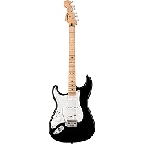 【美品】Squier Stratocaster Squier Sonic Stratocaster Electric Guitar, Black, Maple