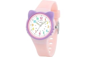 Juboos Montres Enfants Filles, Montre à Quartz Analogique pour Garçons, Filles, Montre Enfants étanches,Bracelet Souple de 4 à 15 Ans