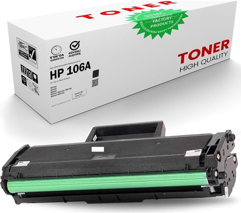 Lunatic HP 106X 5000 Sayfa Baskılı Laserjet Uyumlu Kapasiteli Lazer 107W 107A 107R MFP 135WG 135A 135R 135W 137FNW için Uyumlu Muadil İthal Toner (5000 Sayfalık, 1)