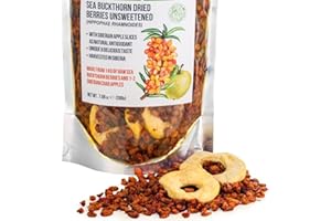 SIBERIAN GREEN Bayas secas de espino cerval de mar siberiano (200 g) sin azúcar 100% puras, crudas, naturales, silvestres y cosechadas premium