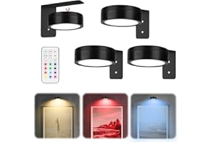 Noaya 3 Pcs Magnetic Wall Lights - 13 RGB Wireless Picture Lights with Remote, Battery Operated Art Drawing Wall Lamp, Poster Light, Creative LED Wireless Lamp for Home Bedroom Living Room, Black