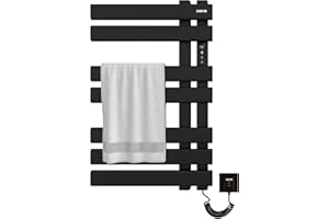 SKYLYZH Scaldasalviette Elettrico, Termostato WiFi Smart Scaldasalviette, per Alexa e Google Home e APP, 450x720 mm, Portasciugamani elettrico, Scaldasalviette Elettrico Bagno a Basso Consumo-WIFI Black Right